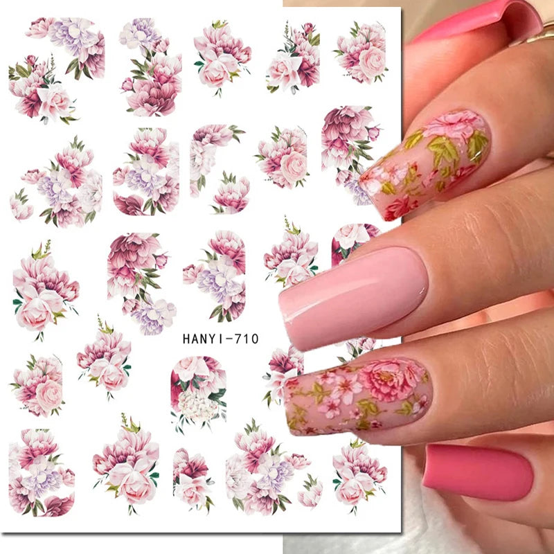 3D Summer Tropical Nail Art Sticker Decals — Palms, Butterflies & Flowers