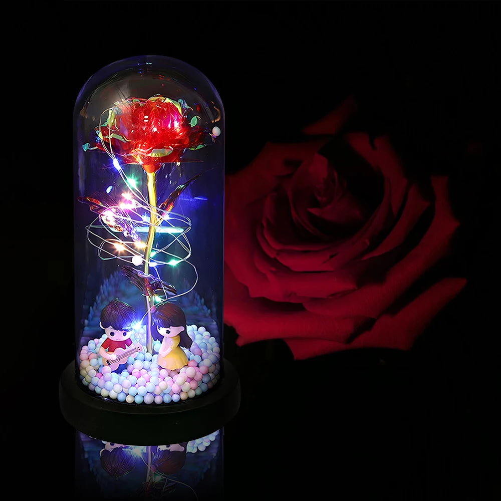 Light-Up Forever Rose in Acrylic Dome — Mom Gift