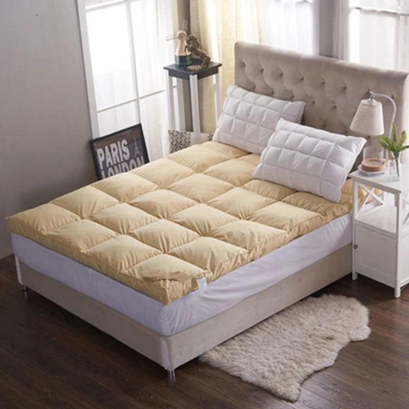 VESCOVO Goose Down Mattress Topper Soft Back Protection Tatami Matress 160*200 150*190 Queen King Size Bed