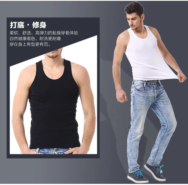Men's Cotton Sleeveless Vest 3-Pack — Casual Fitness Sports Tank Top