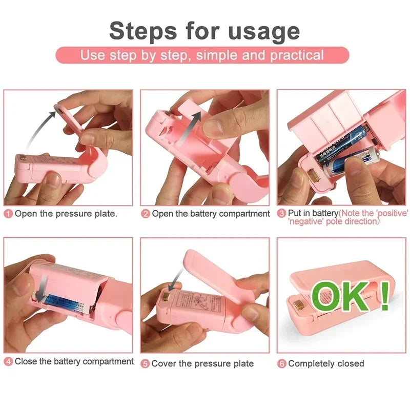 Keep Food Fresh Longer — Mini Portable Heat Bag Sealing Machine | Airtight Seal, Thermal Plastic Food Bag Closure, Battery Powered