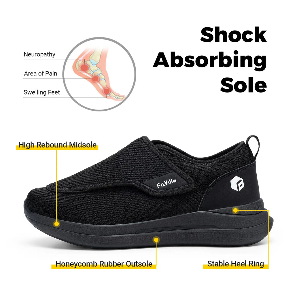Men's Extra Wide Adjustable Diabetic Shoes – Orthopedic Walking Shoes for Elderly Swollen Feet & Foot Pain