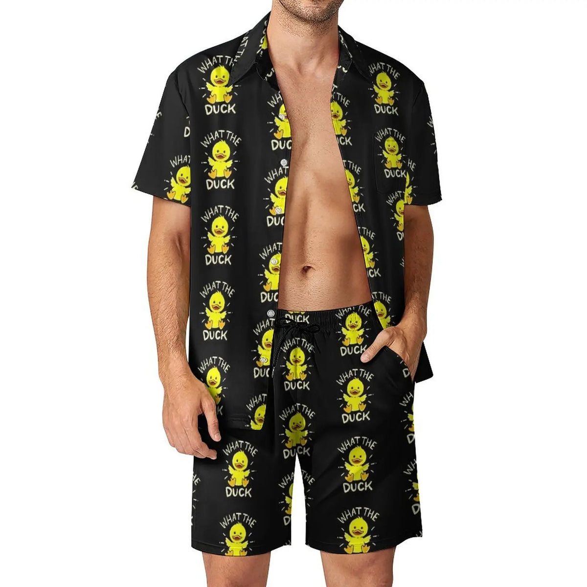 Men's Yellow Rubber Duck 3D Print Shirt & Beach Shorts – Hawaiian Streetwear Set