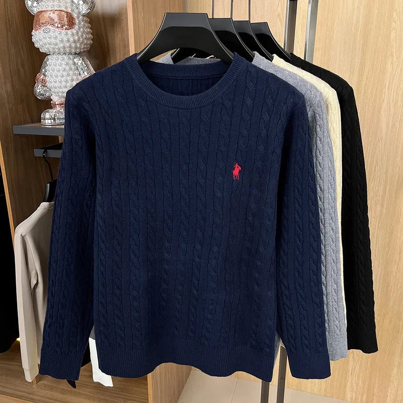 Men's Luxury Pony Embroidery Knit Sweater — Premium Detail Knitwear