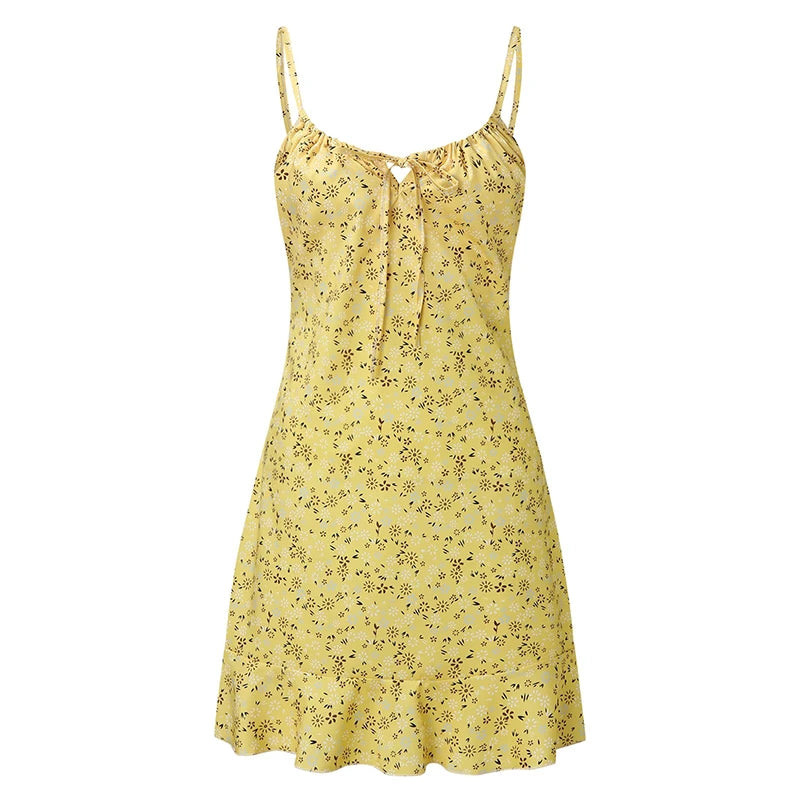 Women's Floral Camisole Mini Dress – Casual Comfortable Summer Skirt Dress