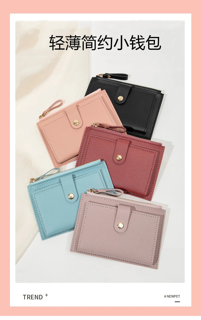 Minimalist Ultra-Thin PU Leather Women's Wallet – Short Zero Wallet & Credit Card Holder in 5 Colors