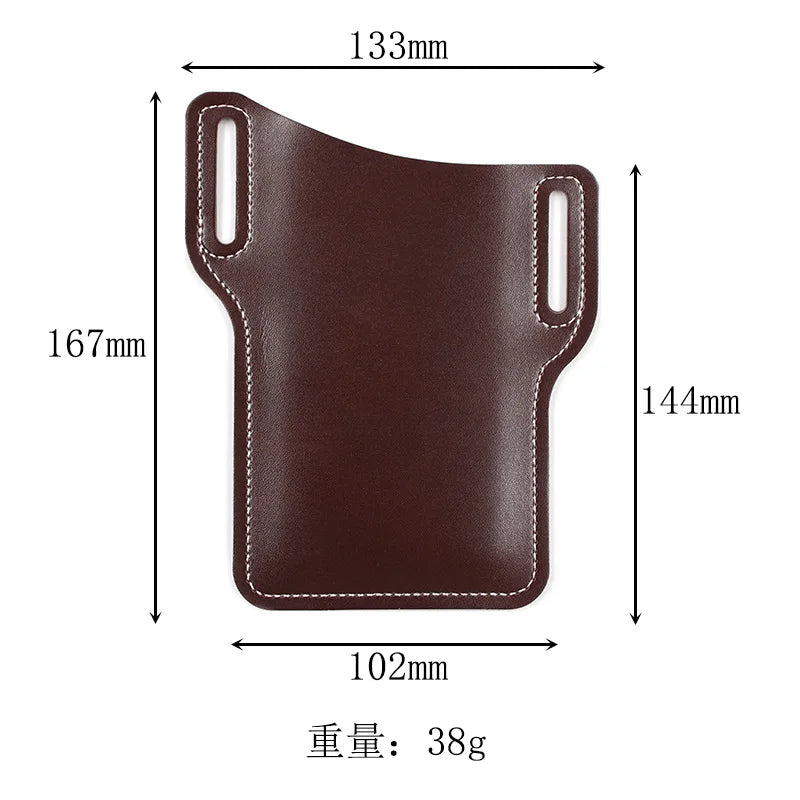 Men's Leather Phone Holster Belt Bag – Cellphone Loop Waist Pouch & Running Travel Wallet