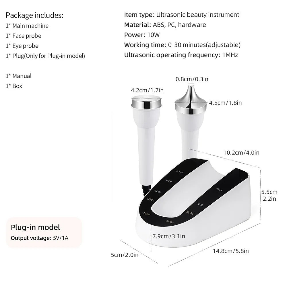 1MHz Ultrasonic Facial Beauty Machine – Lifting, Anti-Aging, Skin Tightening & Eye Care SPA Device