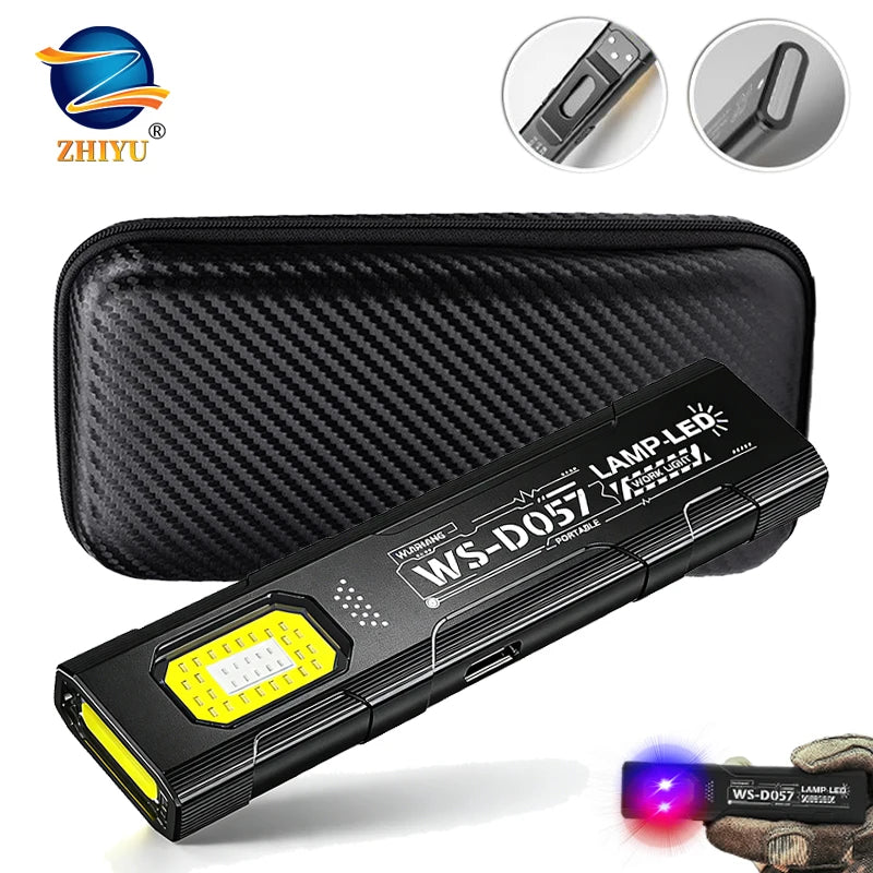 550 Lumen EDC USB-C Flashlight – COB Side Light, Red & Blue Modes, Pen Clip Outdoor Torch