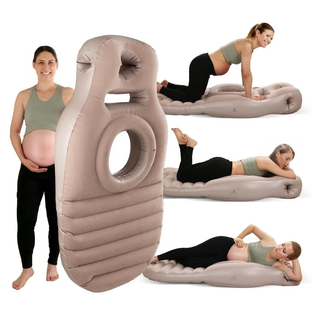 Inflatable Maternity Bed – Foldable Adjustable Firmness Pregnancy Sleeping Mat with Air Pump