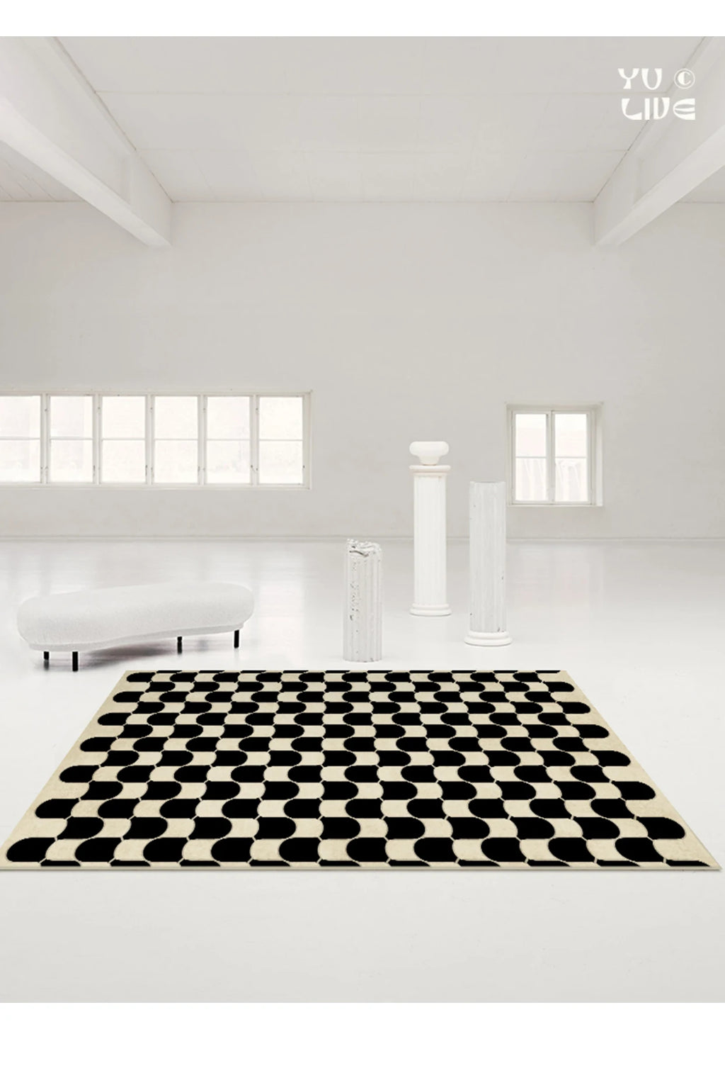 French Retro Checkerboard Plush Rug – Large Area Plaid Carpet for Bedroom & Living Room, 20 Styles & 10 Sizes