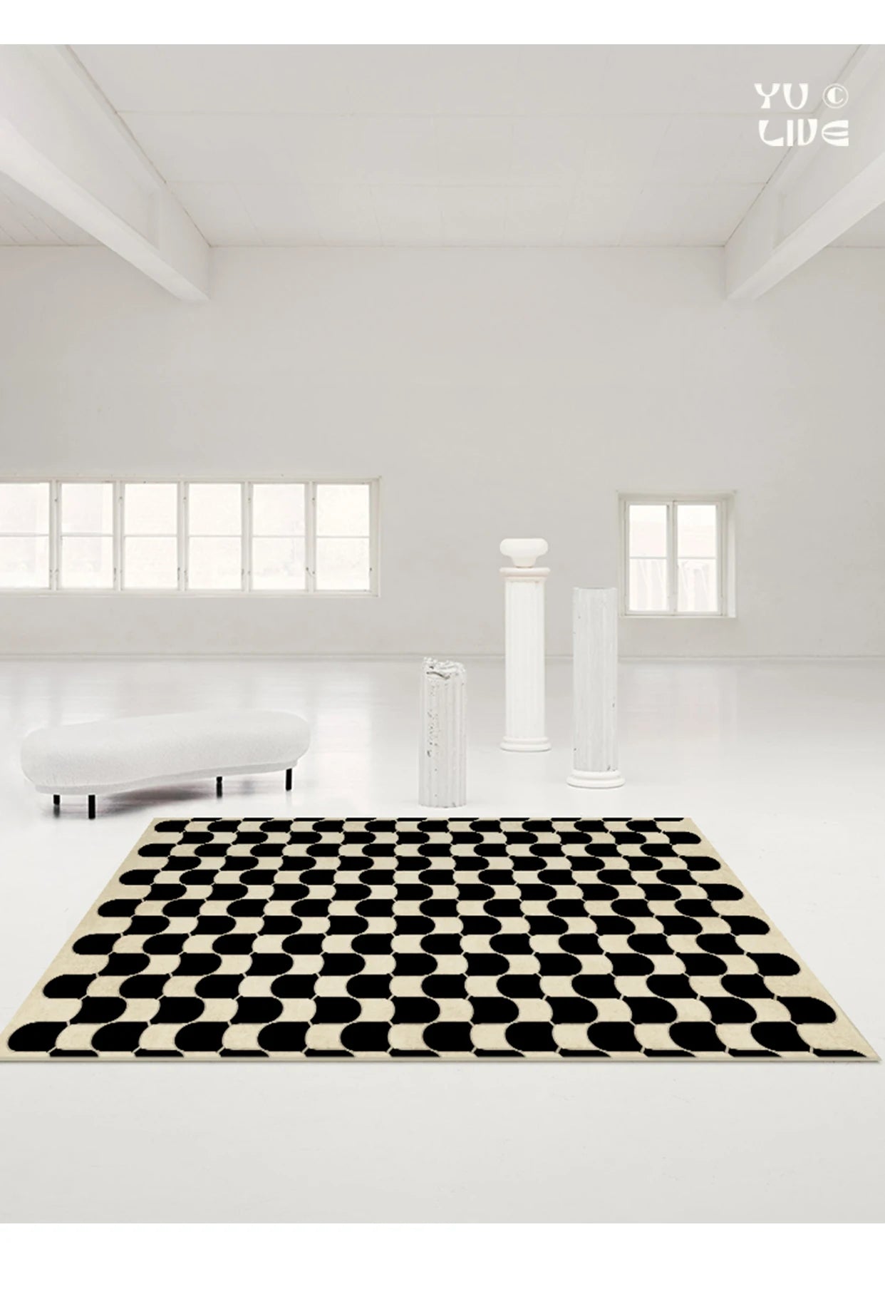 French Retro Checkerboard Plush Rug – Large Area Plaid Carpet for Bedroom & Living Room, 20 Styles & 10 Sizes