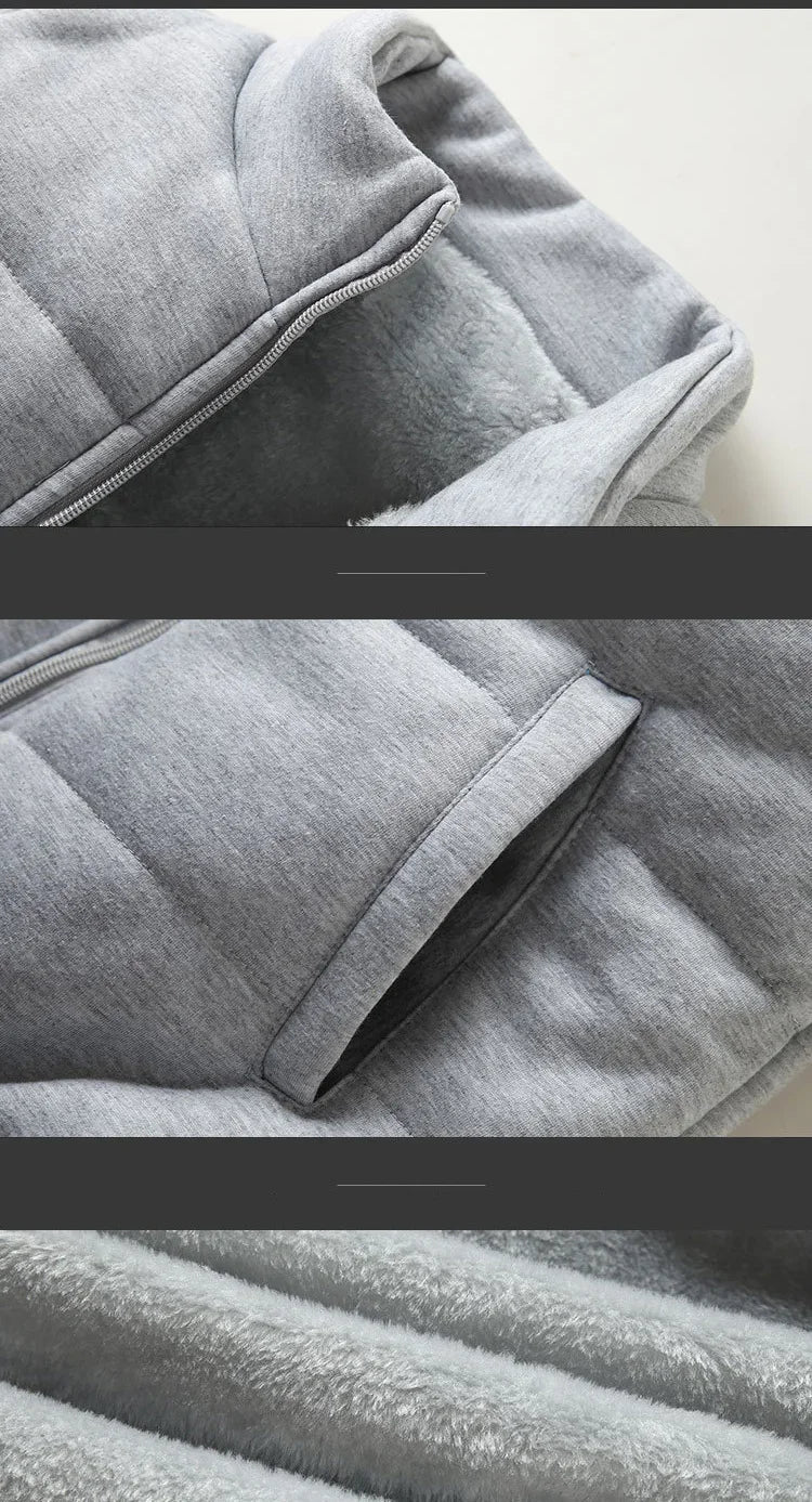 Men's 3-Piece Winter Tracksuit – Hoodie, Vest & Pants Thick Warm Set
