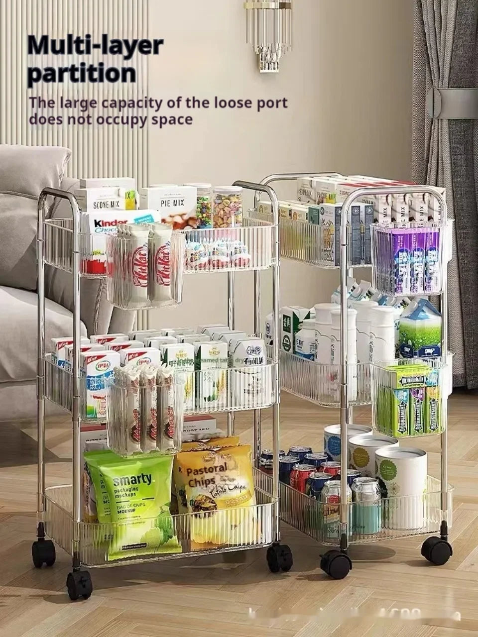 Acrylic Rolling Storage Cart — 2/3/4 Tier Organizer Trolley for Kitchen, Bathroom & Office