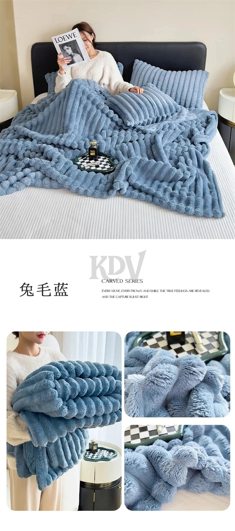 Faux Rabbit Fur Blanket – Plush Throw & Bedding Set Options