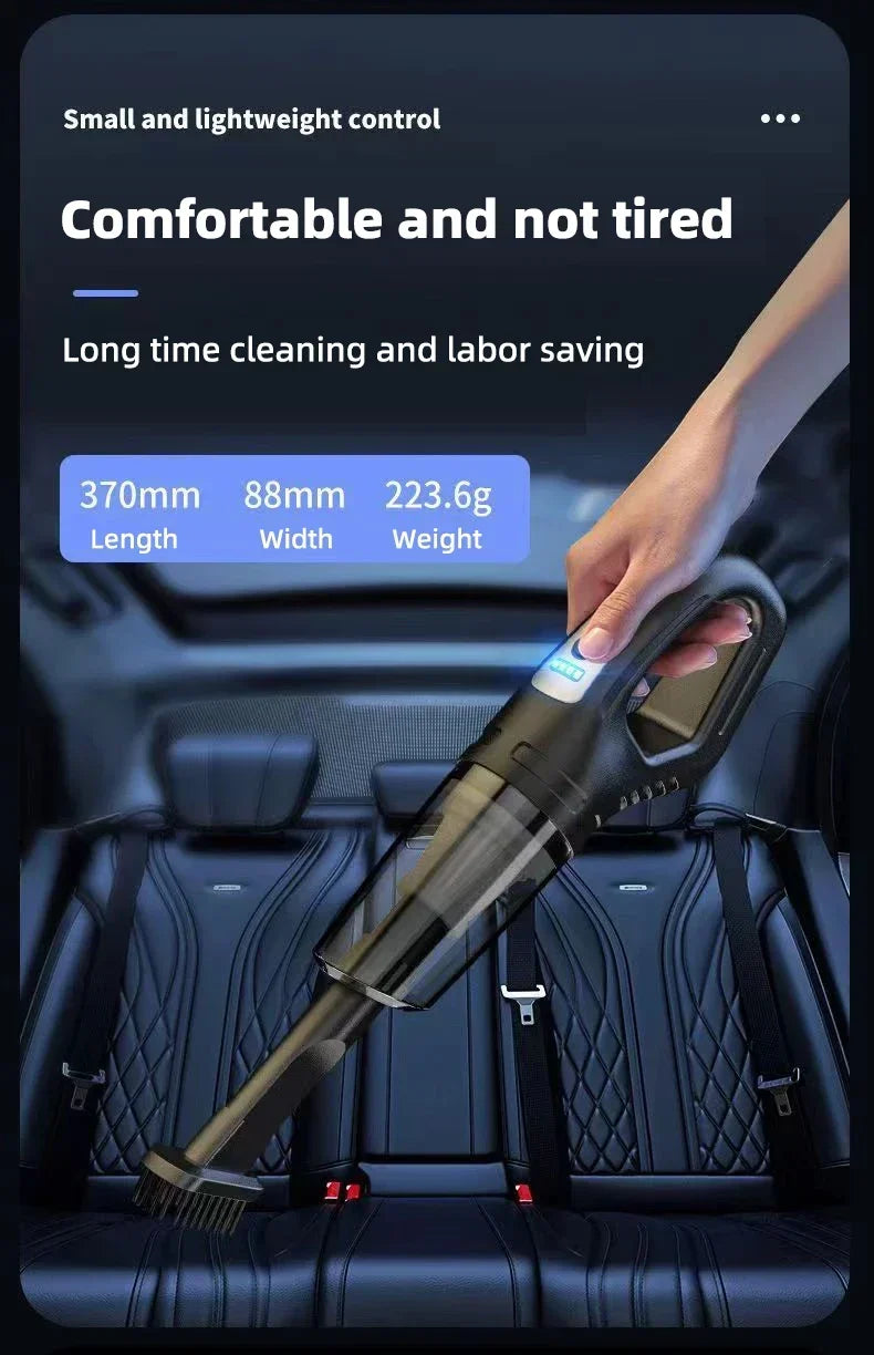 Cordless Handheld Car Vacuum — 6000Pa Wet & Dry Portable Vacuum with HEPA Filter