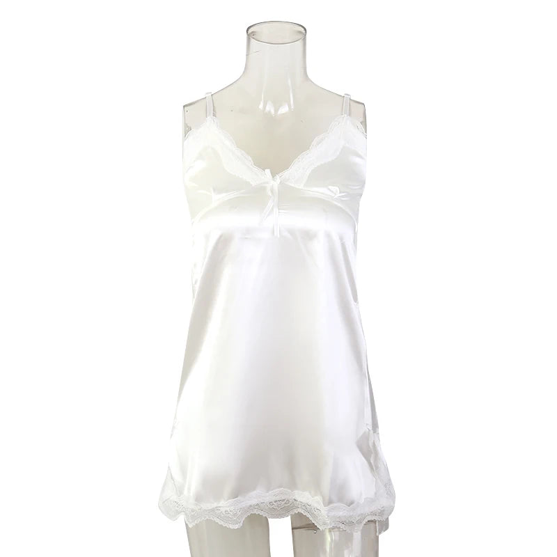 Women's Sexy Lace V-Neck Sleeveless Nightdress – Suspender Sleepwear for Ladies