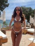 Polka Dot Bikini Set | Triangle Cup Halter Neck, High Cut Side Tie, Retro Print, Summer 2026 Swimwear S-L