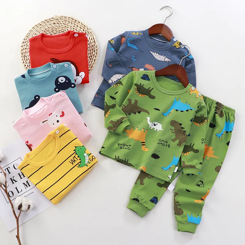 Baby Girl Cartoon Cat Pajamas Set | Long Pants & T-Shirt 2-Piece Girls Clothes 0-6 Years