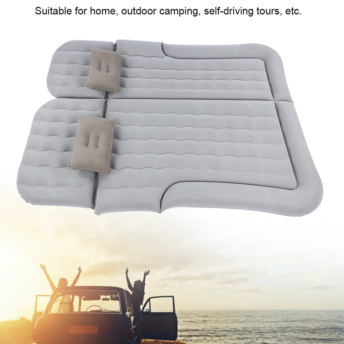 2-in-1 Inflatable Car Travel Mattress – PVC Flocking Soft Backseat Air Bed for Car & SUV