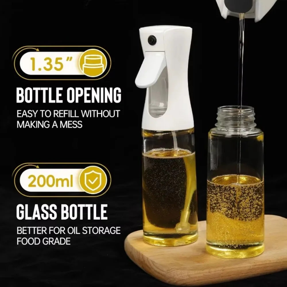 Spray Less. Cook Better. — Reusable Oil Mist Spray Bottle | Food Grade, Olive Oil & Vinegar Dispenser, 200/300/500ml, Black & White