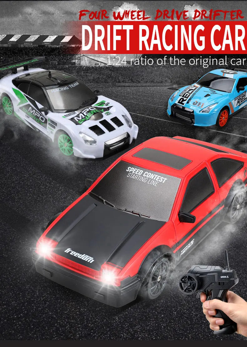 1:24 Scale 4WD RC Drift Car – 20KM/H High Speed LED Racing Vehicle