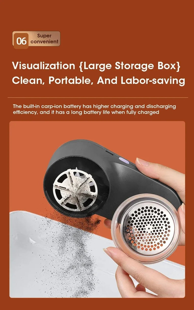 Electric Lint Remover & Fabric Shaver — LED Display, Rechargeable Fuzz & Pill Remover