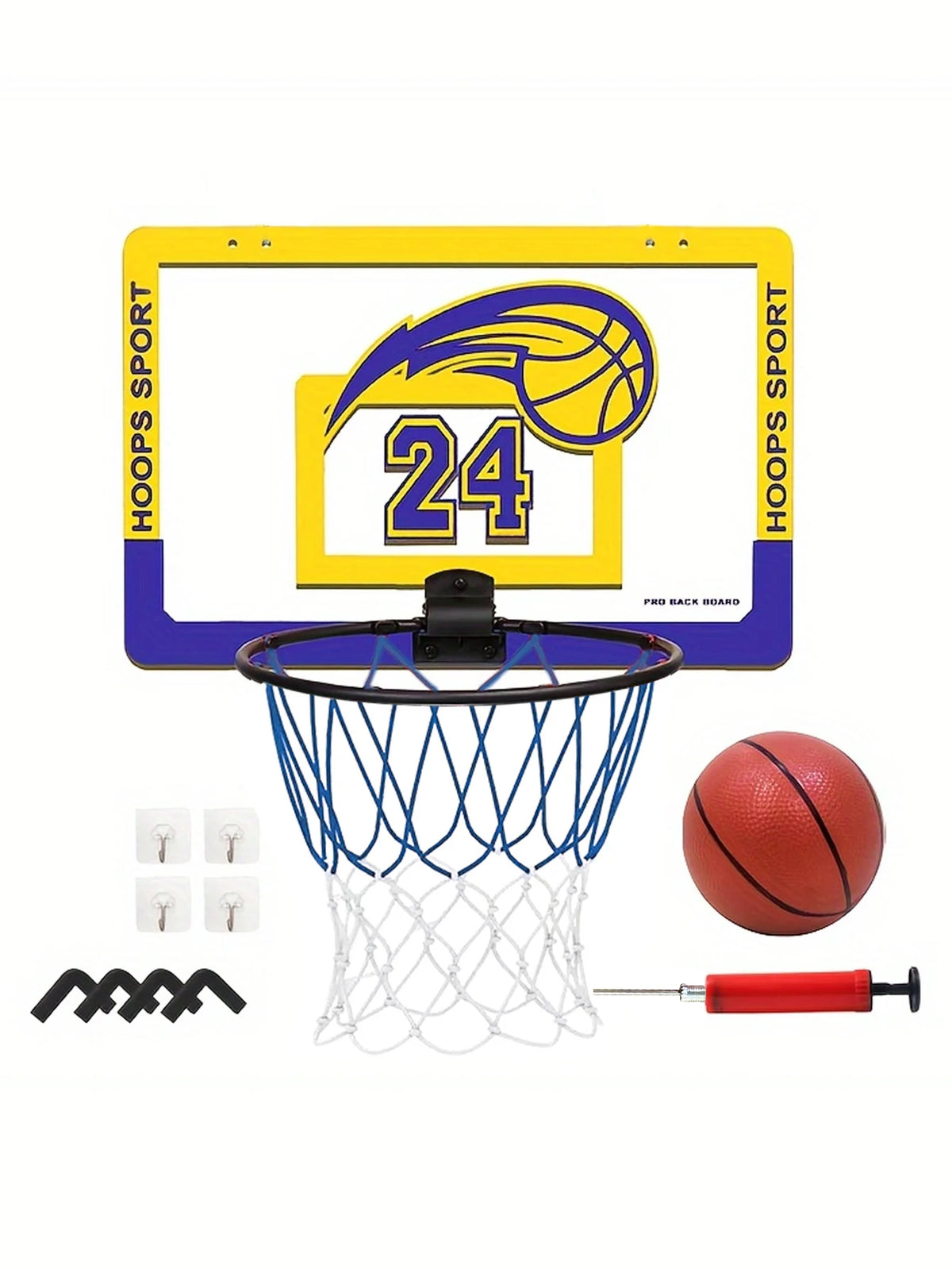 Kids Wall-Mounted Foldable Basketball Stand – Silent, No-Drill Indoor & Outdoor Activity Hoop with Basketball