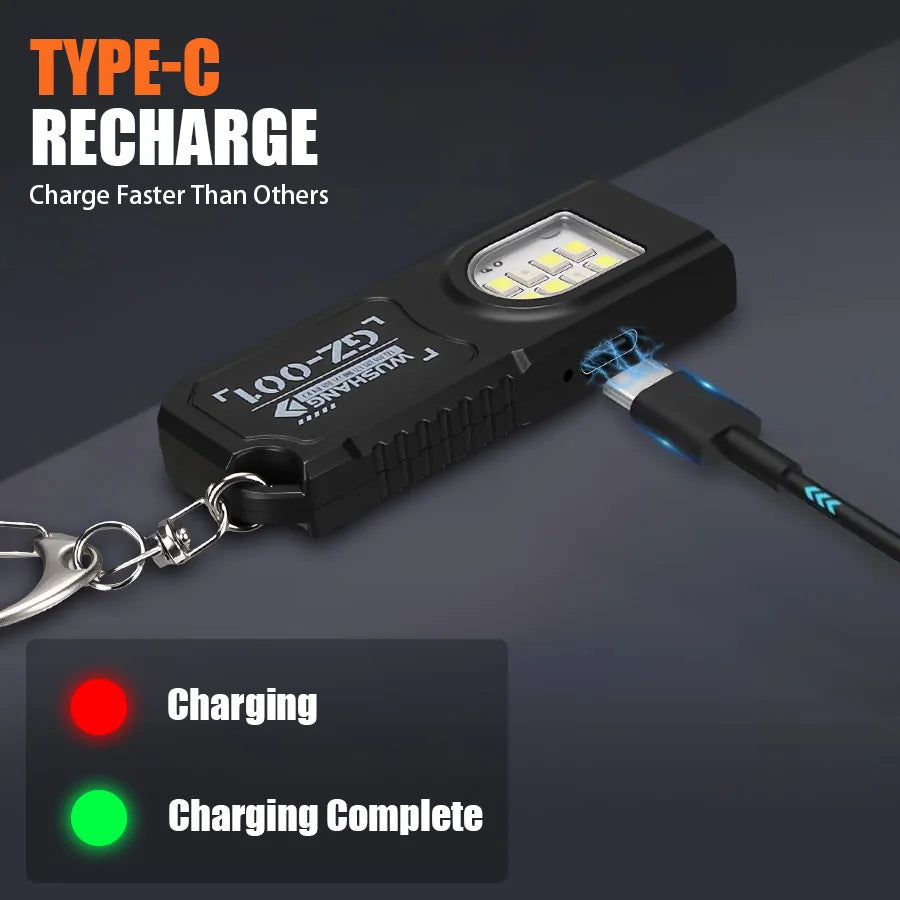 KDULIT Mini COB+LED EDC Flashlight – 450 Lumen, 5 Modes, IPX6, Type-C, Tail Magnet & Clip
