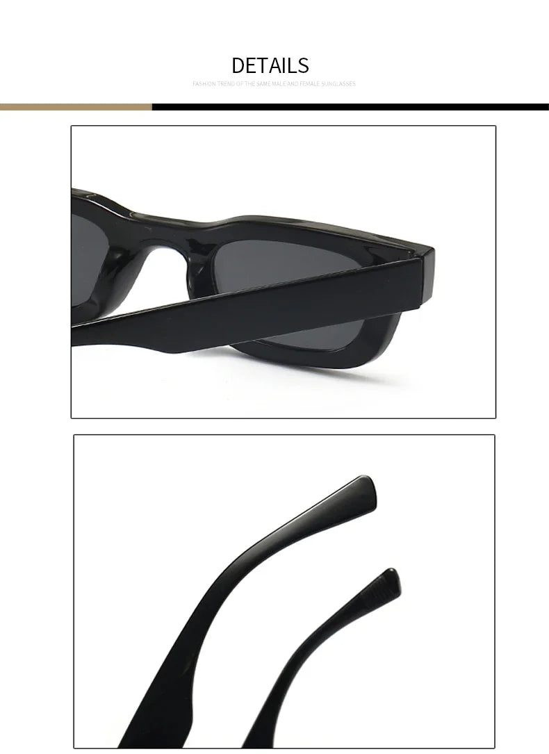 Small Rectangle Thick Frame Sunglasses | UV400 Unisex Square Shades for Men & Women