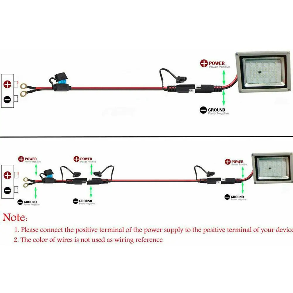 Motorcycle Battery SAE Quick Extension Cable – 10A Fuse O-Connector Battery Charger Adapter