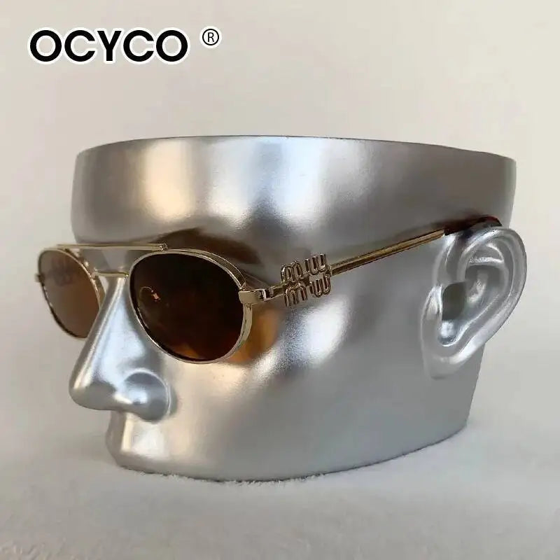 OCYCO Small Punk Oval Sunglasses | Metal Double Bridge UV Protection Designer Shades for Men & Women