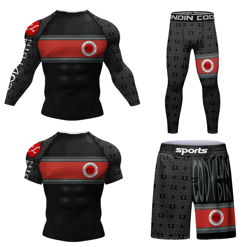 MMA BJJ Rash Guard 3D Print Compression T-Shirt & Pants – Durable Boxing Jogging Tracksuit