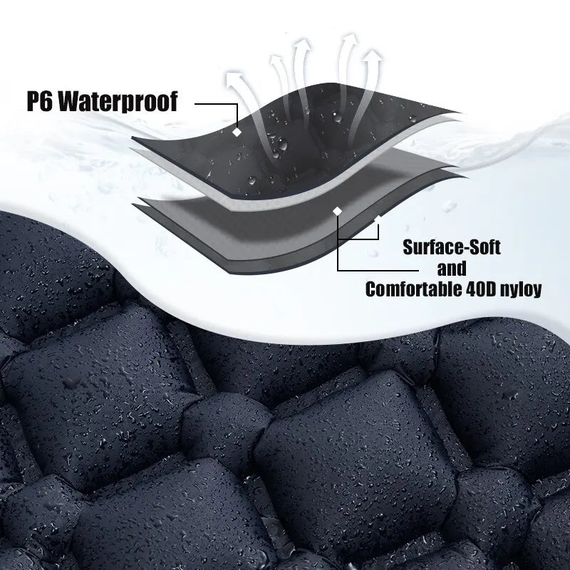 Outdoor Camping Inflatable Mattress with Pillow – Ultralight Air Mat with Built-In Pump for Hiking
