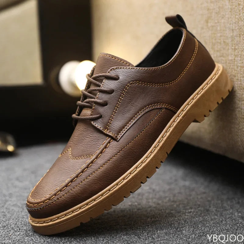 Men's Round-Toe Lace-Up Casual Shoes