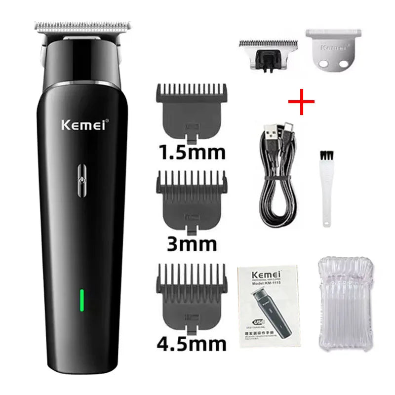 Kemei KM-1115 Professional Hair Clipper – USB Fast Charge, 160-Min Battery, Low Noise, Cordless