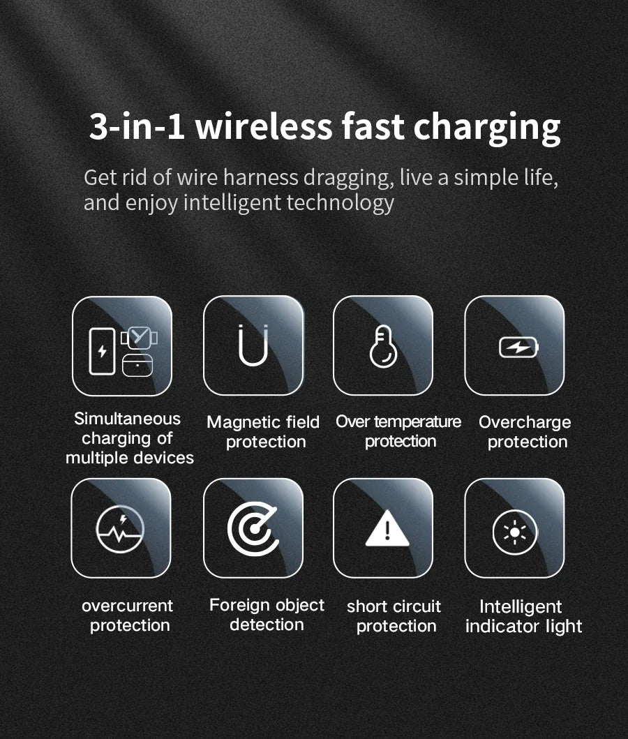 25W Qi2.2 Magnetic 3-in-1 Wireless Charging Station for iPhone & Apple Watch