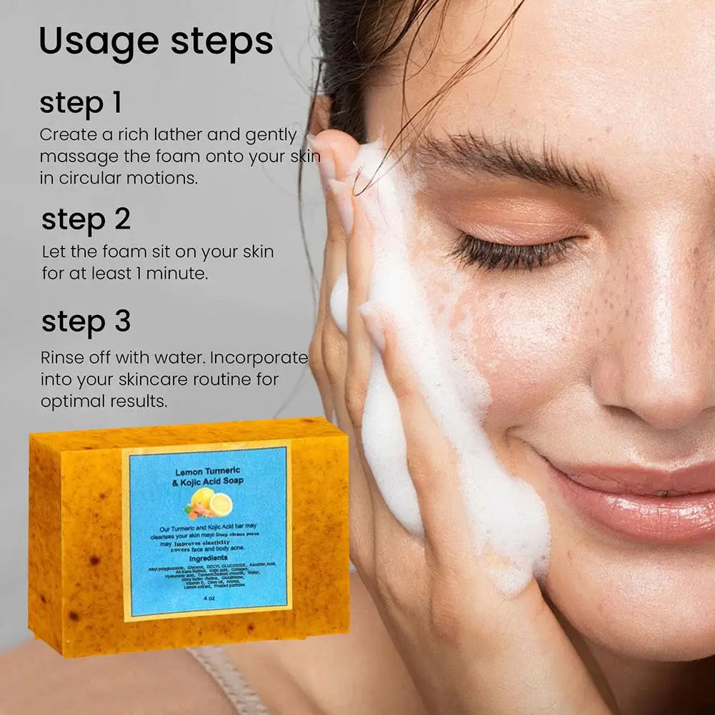 Turmeric Lemon Kojic Acid Soap Bar – Brightening, Dark Spot & Acne Facial & Body Soap