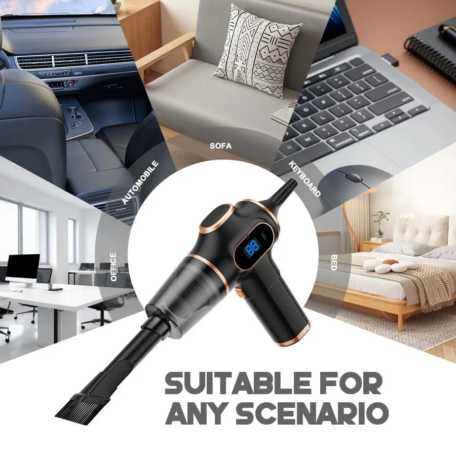Wireless Handheld Car Vacuum Cleaner — 95000PA Suction, HEPA Filter, 2000mAh Battery
