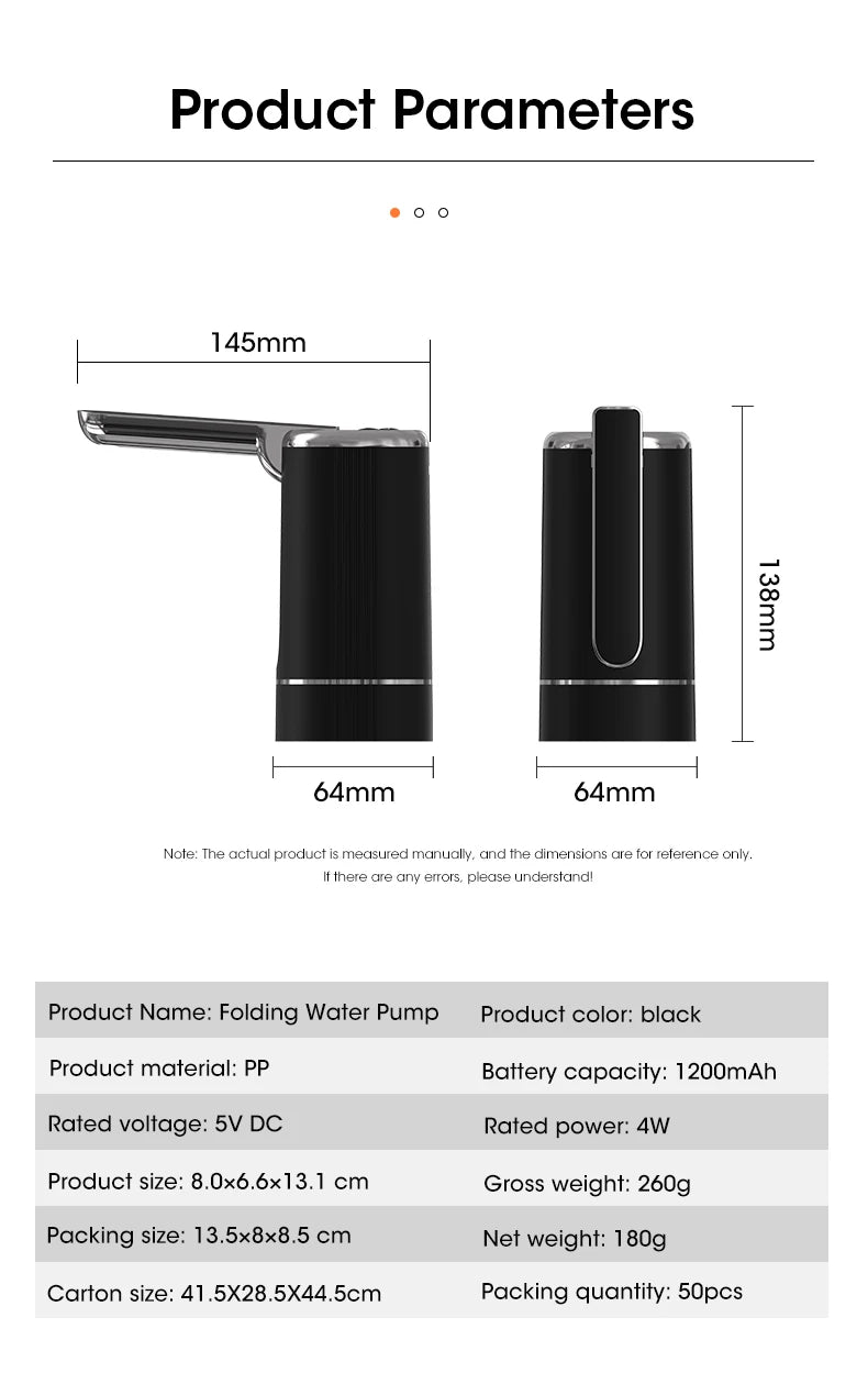 Mini Portable USB Water Dispenser Pump — Foldable Electric Bottle Pump for Home