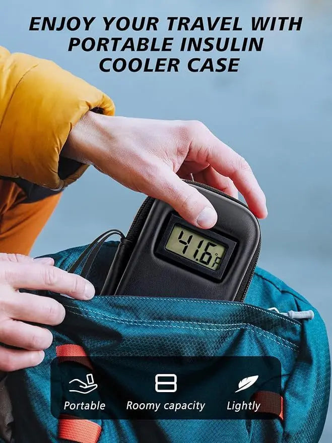 Insulin Cooler Travel Case with Thermometer Display – Waterproof Diabetic Medicine Organizer Bag