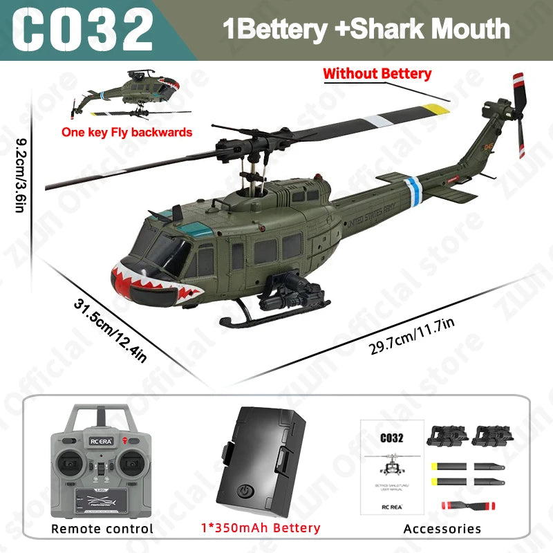 C032 RC Helicopter 2.4G 6-Axis Brushless – Altitude Hold & Optical Flow Remote Control