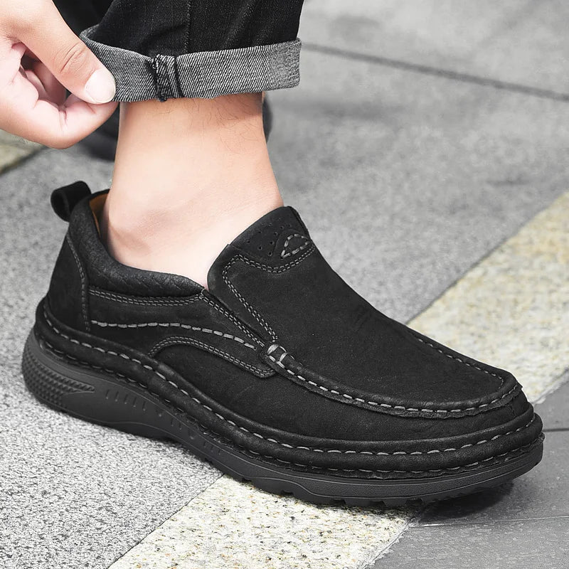 Men's Genuine Leather Lace-Up Casual Shoes