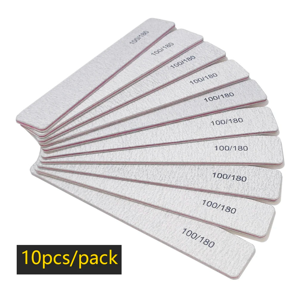 Nail File Buffer 100/180 Grit – Double-Sided Half Moon Sandpaper Nail Sanding & Manicure Tool