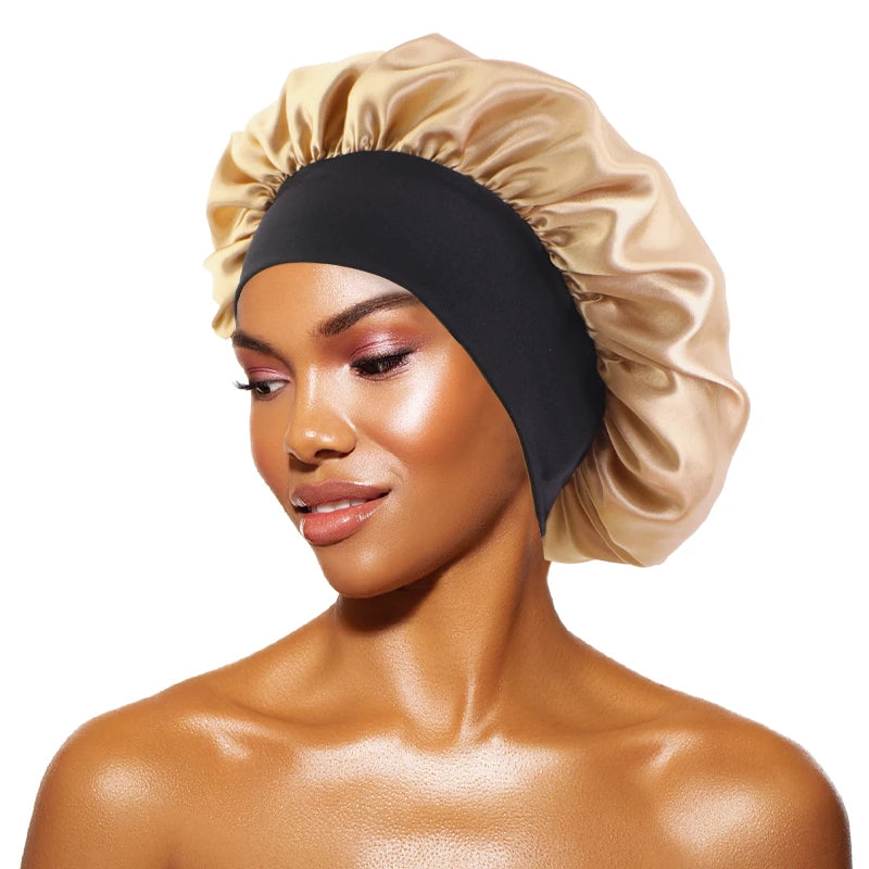 Satin Sleep Bonnet — Wide-Brim Hair Care Cap