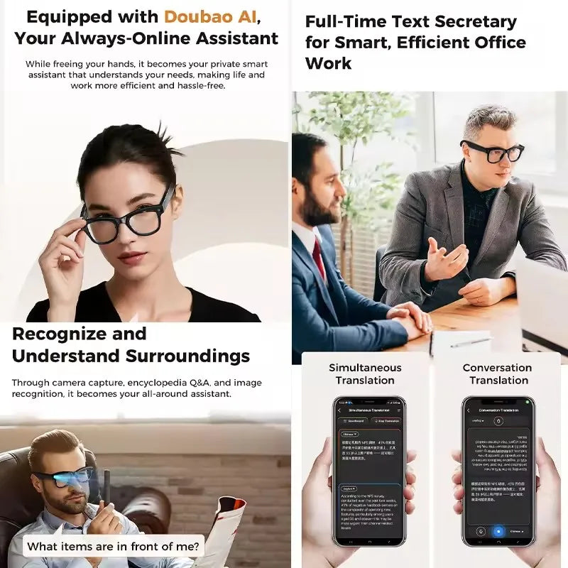 Smart Glasses with 3600mAh Power Bank — Bluetooth Audio & Built-In Battery