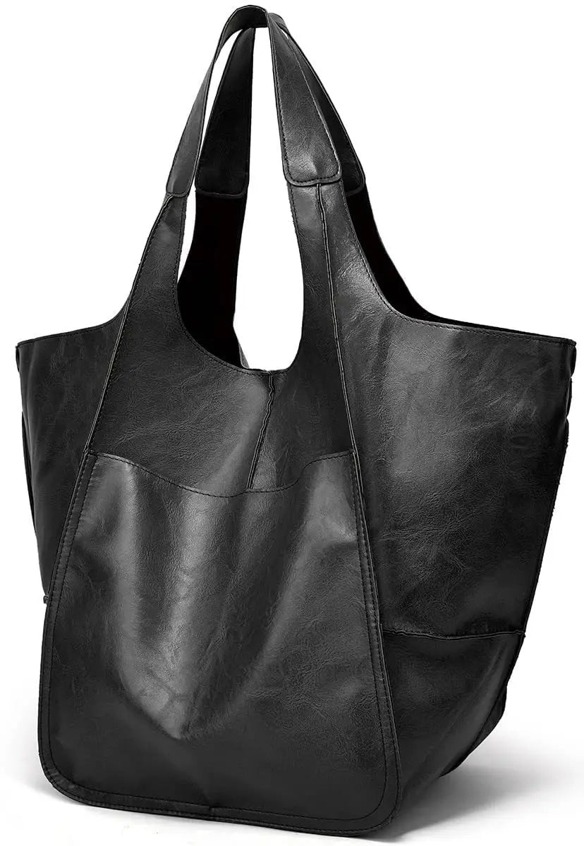 Retro Minimalist Embroidered Large Tote Shoulder Bag – Oversized Shopping Class Bag for Women