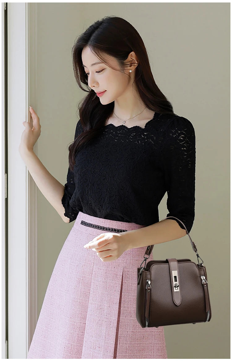 Luxury PU Leather Casual Tote Shoulder Bag – Designer Crossbody Handbag for Women