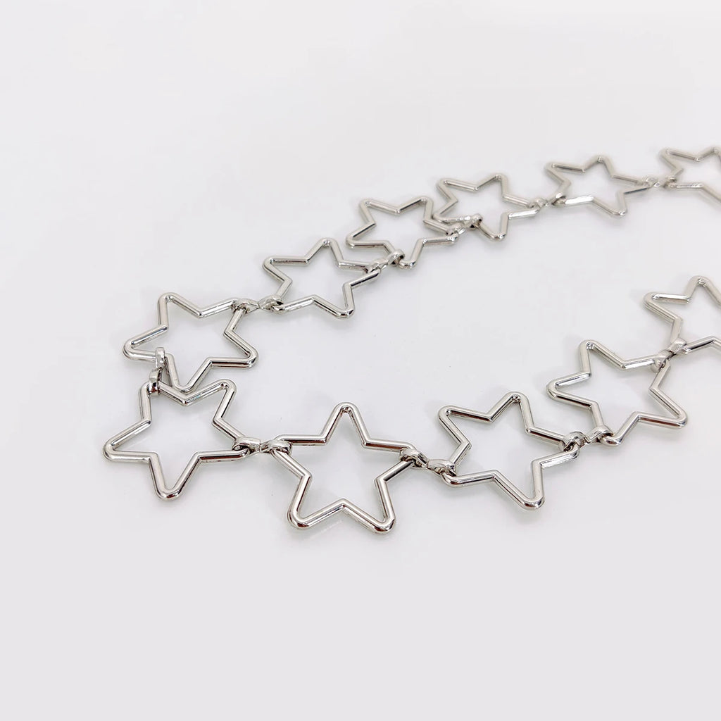 Metal Star Chain Cowgirl Belt — Adjustable Western Concho Waistband for Dresses & Jeans