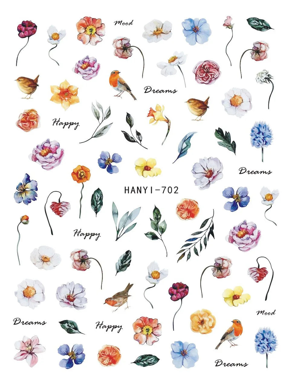 3D Summer Tropical Nail Art Sticker Decals — Palms, Butterflies & Flowers